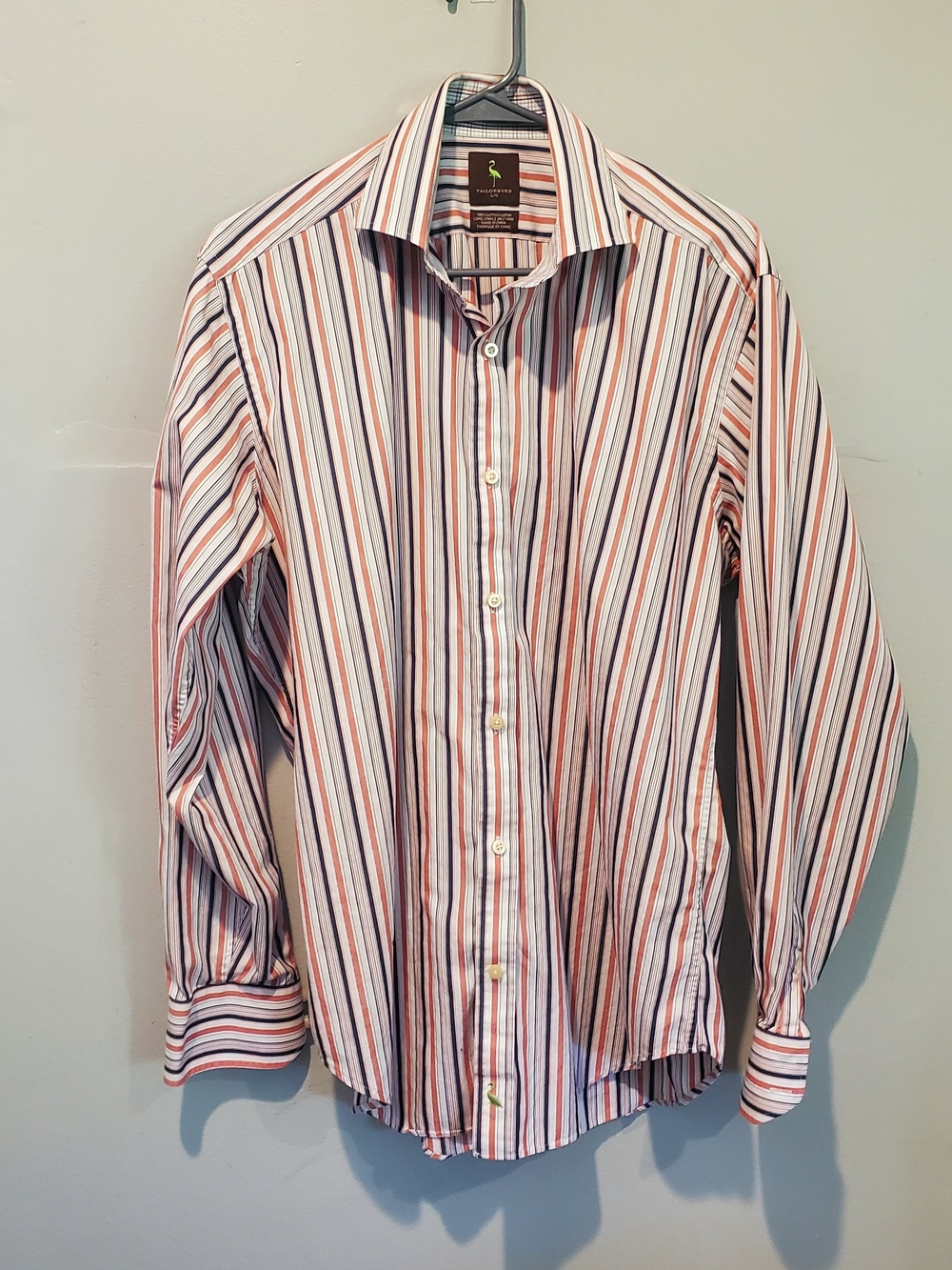 Tailorbyrd Men's Large Multicolord Striped Button Down- EUC Flip Cuffs  Cotton